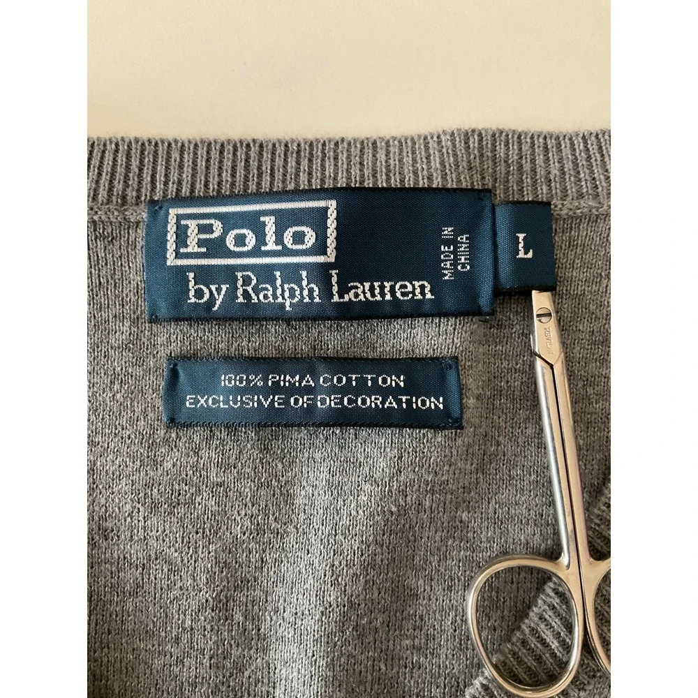 Polo by Ralph Lauren 100% Pima Cotton Sweater Vest Pullover Sleeveless Preppy L